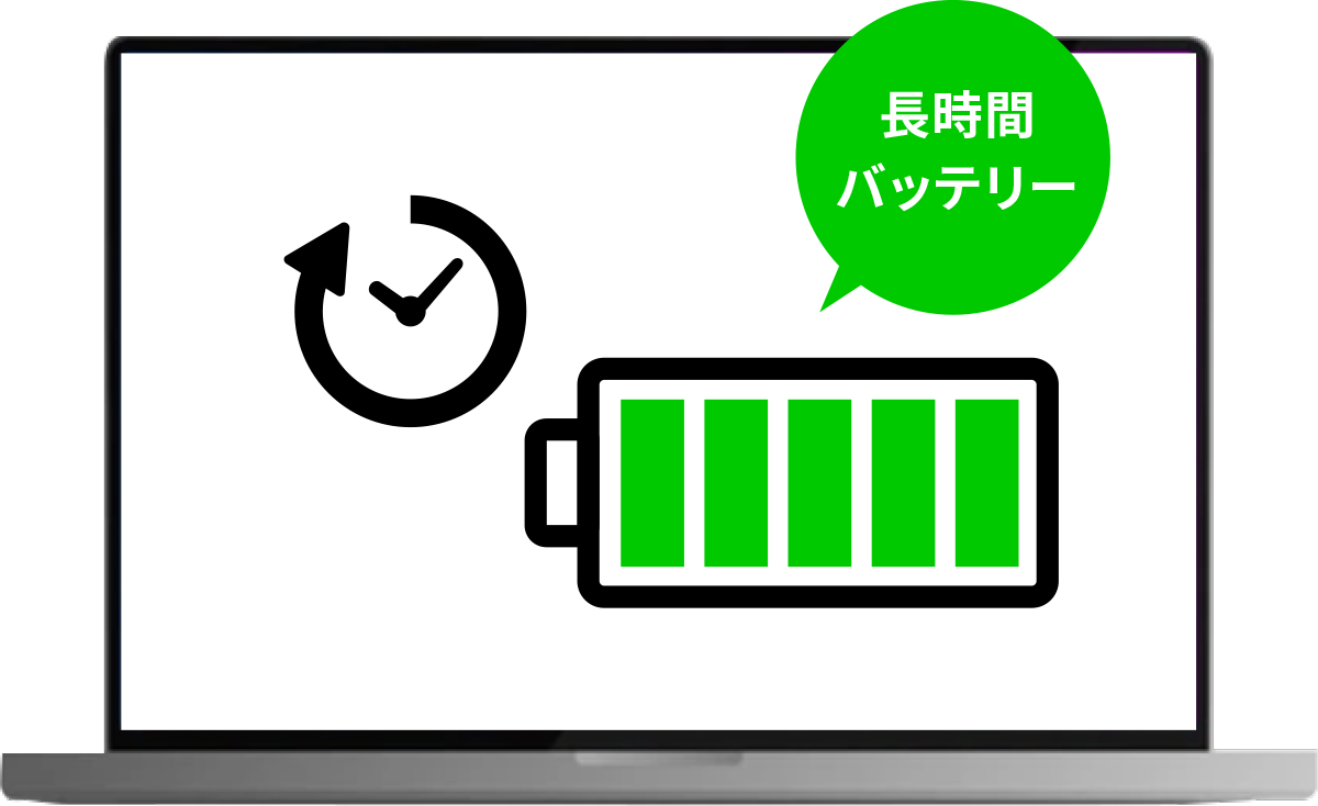 Copilot+ PC は、長時間のバッテリー駆動時間イメージ